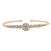 Estate: 14K Yellow Gold Cuff Bracelet 1.10CT Diamond Center